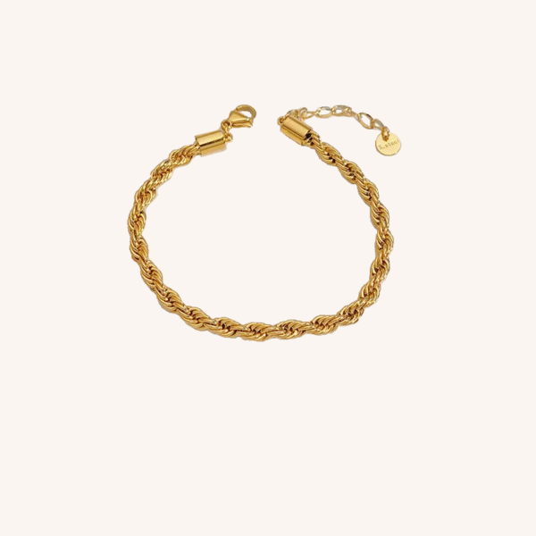 Bracelet torsadé en acier plaqué or