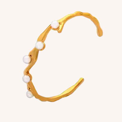 Bracelet jonc à perles blanches