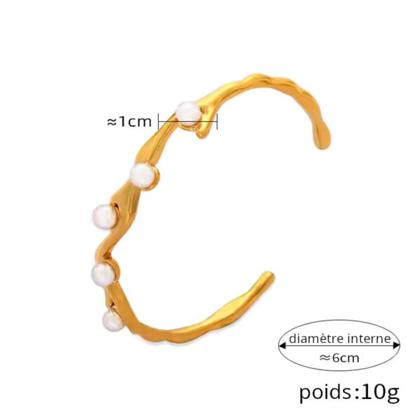 Bracelet jonc à perles blanches