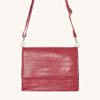 sac à bandoulière rouge à motif crocodile
