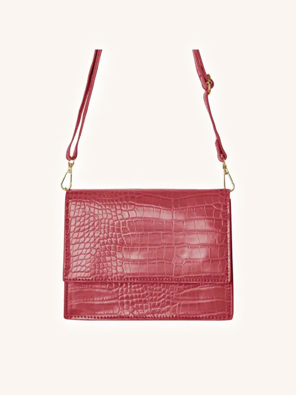 sac à bandoulière rouge à motif crocodile