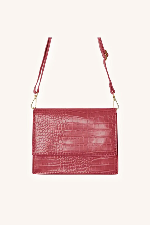 sac à bandoulière rouge à motif crocodile